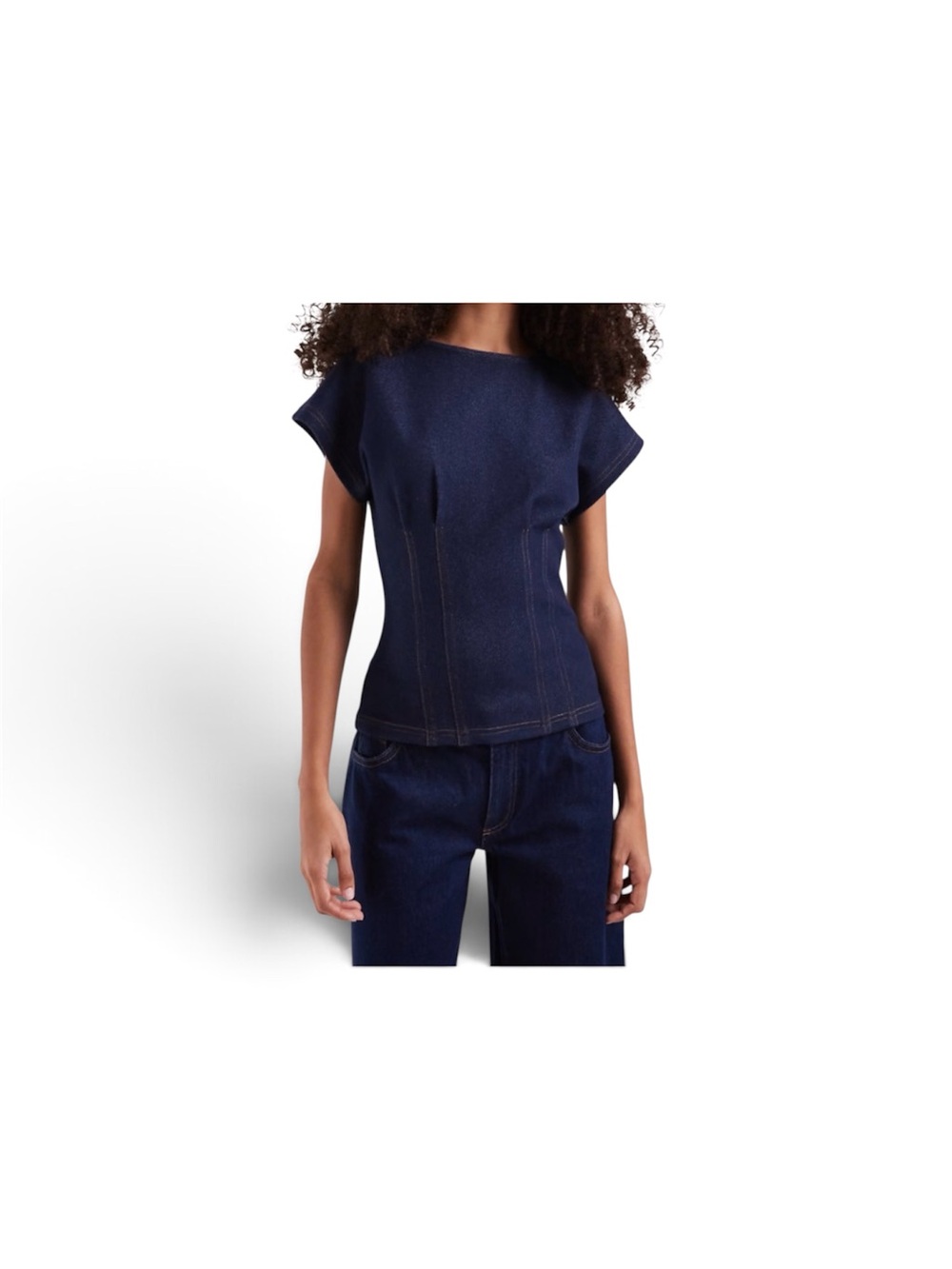 River Island Dark Blue Denim Cap Sleeve Top